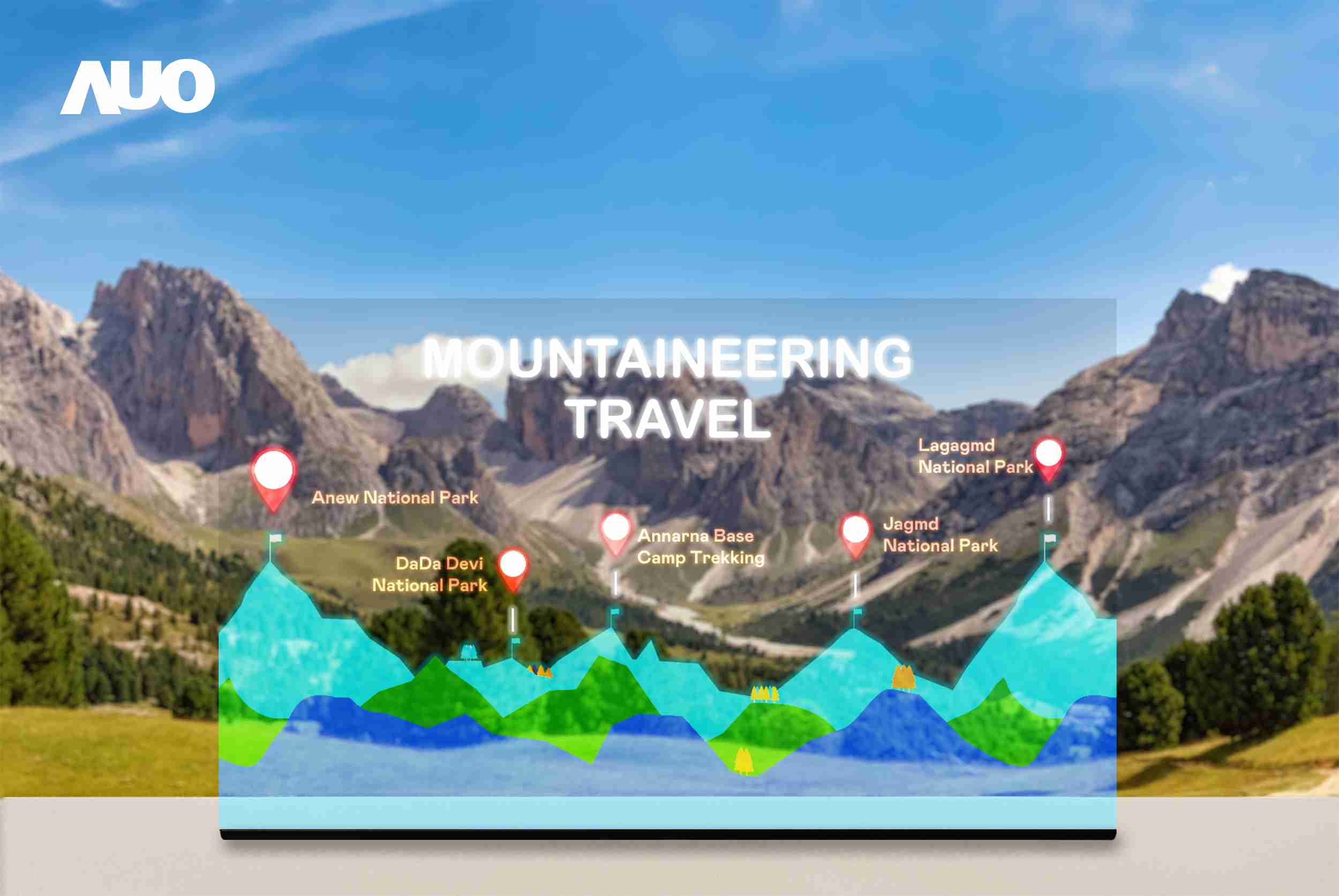 NG大舞台展示全球单片尺寸最大(*)42吋透明Micro LED显示器拼接而成的〝64吋透明Micro LED显示器〞，，，具备高透明度、、、1,000 nits高亮度、、、广色域、、、采用三边无边框的无缝拼接等多重特色，，，呈现超高清、、细腻画质而不遮挡后方视觉，，，，满足层峰需求，，可广泛运用于零售、、艺术展览或商业空间等场域